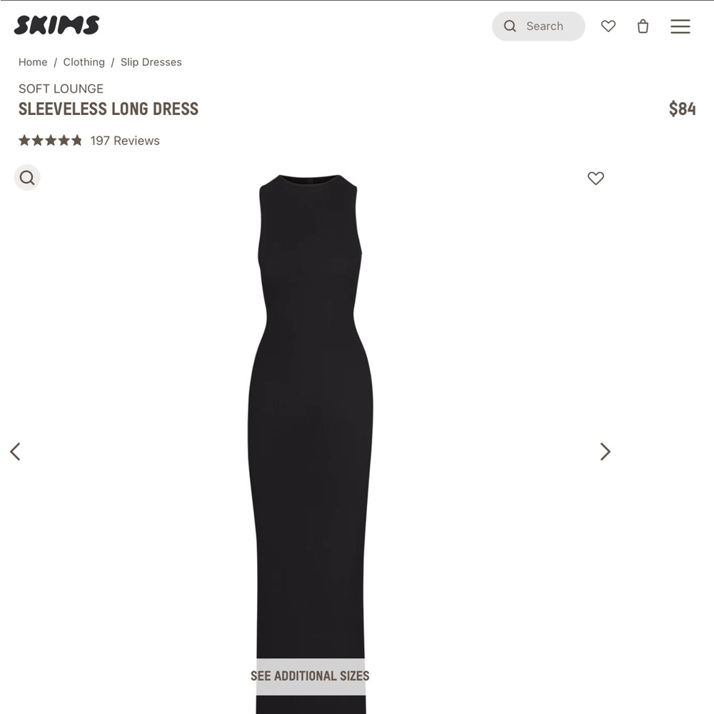 Skims xs onyx lounge dress NWT